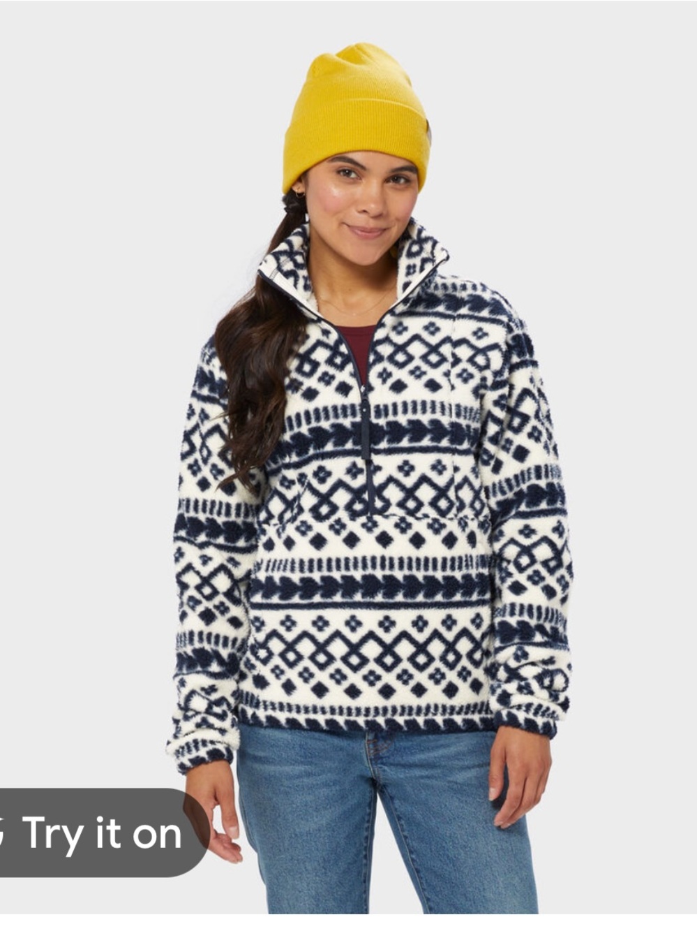 Duluth Trading Co Pile Hi Fleece 1/4 Zip Mockneck Pullover Women's Size Large